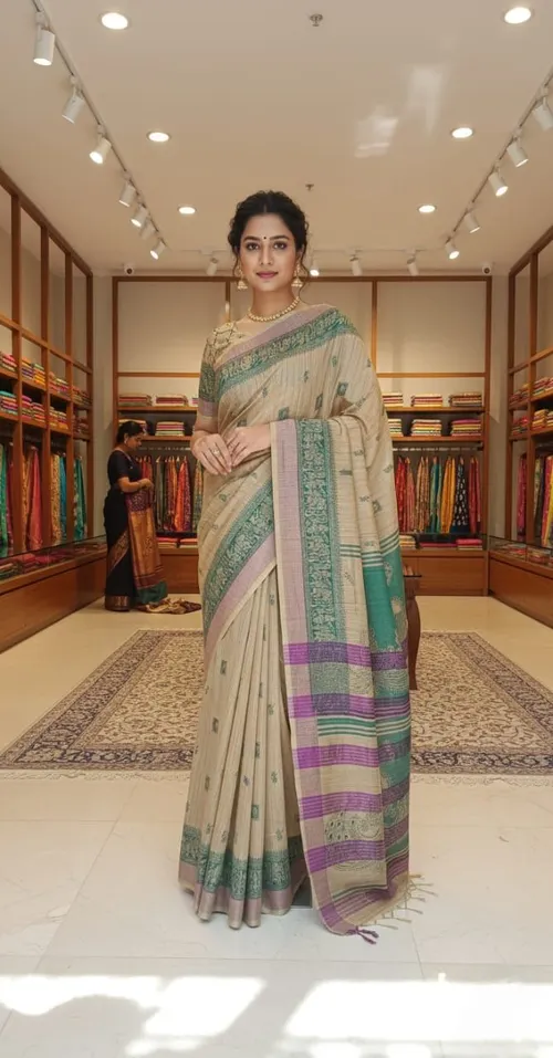 Soft Banswada Kota Saree with Zari Border – Beautiful Hand-Printed Traditional Design Saree